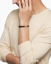 Chevron Bracelet in Black Rubber with 18K Rose Gold and Cognac Diamonds, 6mm